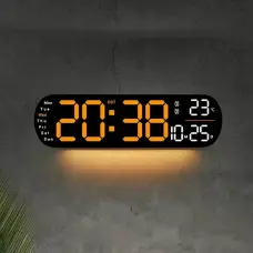 14″ Digital LED Wall Clock Orange with Night light
