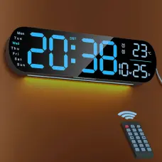 14″ Digital LED Wall Clock Blue with Night light