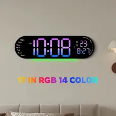 17" Large RGB (14 color ) Digital LED Wall Clock