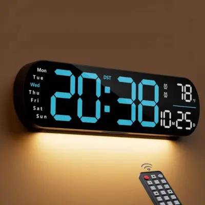 Remote Control 14″ Digital LED Wall Clock Blue