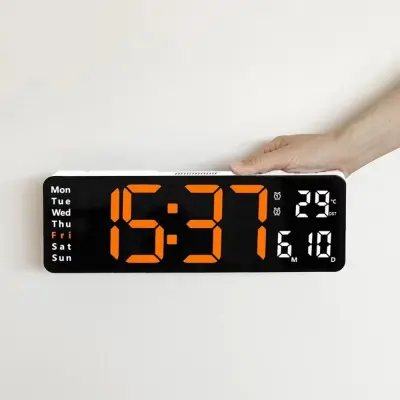 13 Inch Digital Remote Control LED Wall Clock Orange