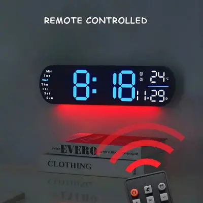 Remote Control 14″ Digital LED Wall Clock Blue