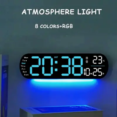 Remote Control 14″ Digital LED Wall Clock Blue secondary