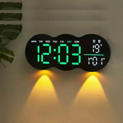 11″ Digital Remote Control LED Wall Clock Green