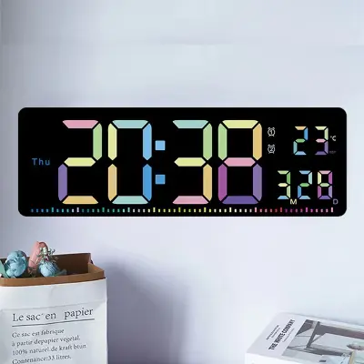 16" Mixed Color LED Wall Clock With Second Line secondary