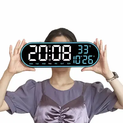 15″ Remote Control Digital LED Wall Clock Blue