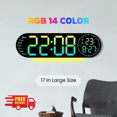 17" Size RGB (14 color ) Digital LED Wall Clock