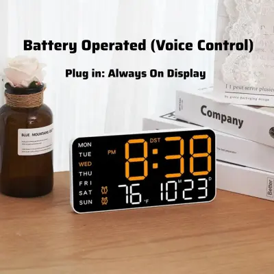 9" Voice Control Digital Led Clock Orange