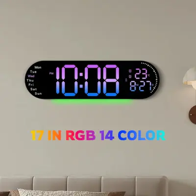 17" Large  RGB (14 color ) Digital LED Wall Clock