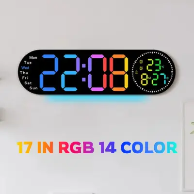 17in Size RGB (14 color ) Digital LED Wall Clock