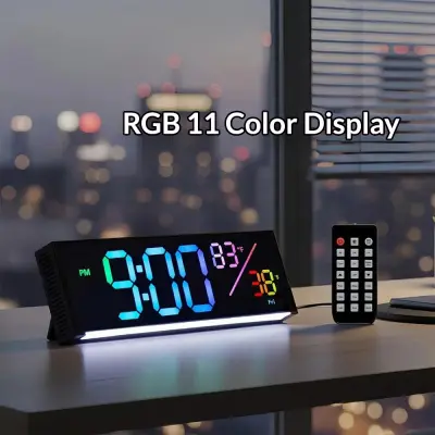11" RGB Digital LED Wall, Table, Alarm Clock