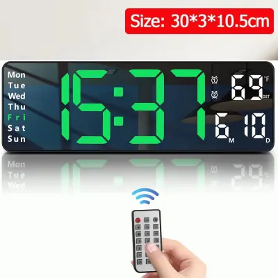 13 Inch Digital Remote Control LED Wall Clock Green secondary