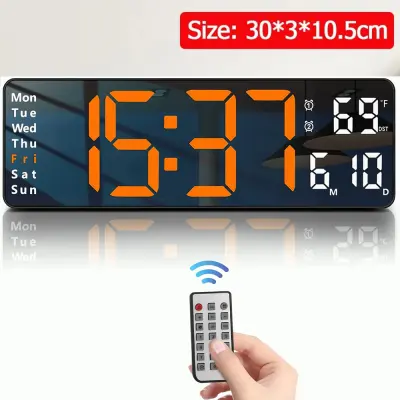 13 Inch Digital Remote Control LED Wall Clock Orange secondary