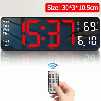 13 Inch Digital Remote Control LED Wall Clock Red secondary