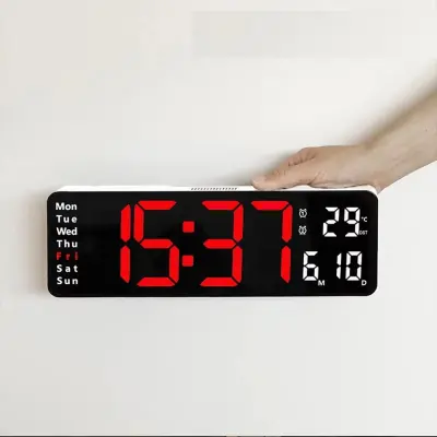 13 Inch Digital Remote Control LED Wall Clock Red