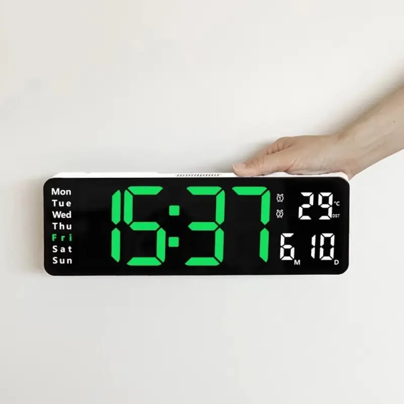 13 Inch Digital Remote Control LED Wall Clock Green