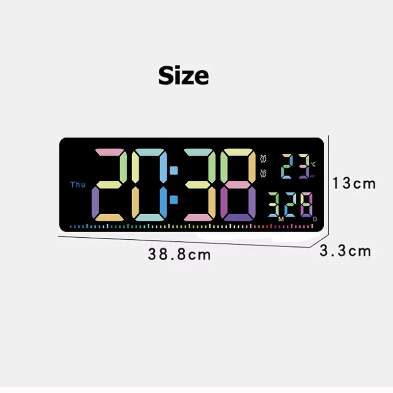 16" Mixed Color LED Wall Clock With Second Line