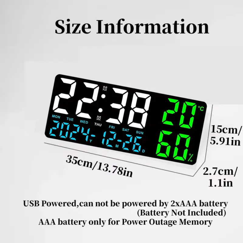14 Inch / 6 Inch Digital LED Clock With Night Light