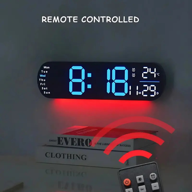 Remote Control 14″ Digital LED Wall Clock Blue
