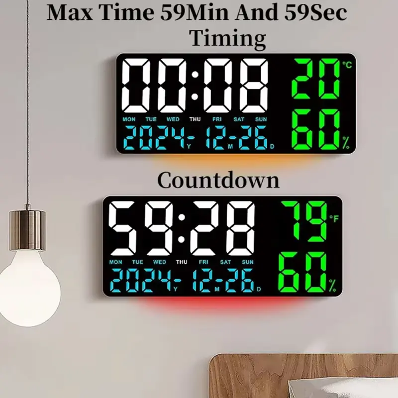 14 Inch / 6 Inch Digital LED Clock With Night Light