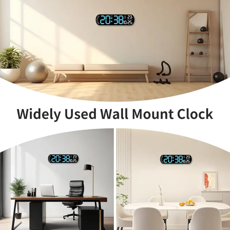 14″ Digital LED Wall Clock Blue with Night light