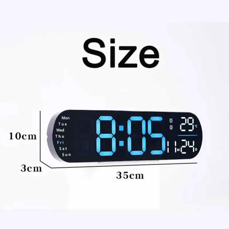 Remote Control 14″ Digital LED Wall Clock Blue