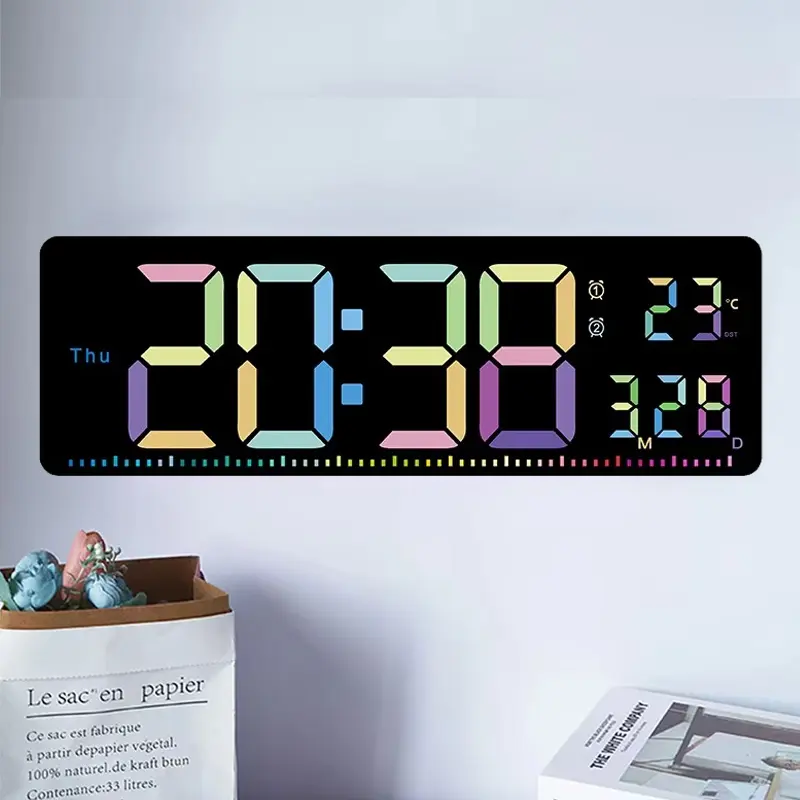 16" Mixed Color LED Wall Clock With Second Line