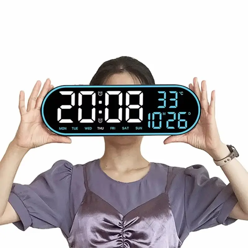 15″ Remote Control Digital LED Wall Clock Blue