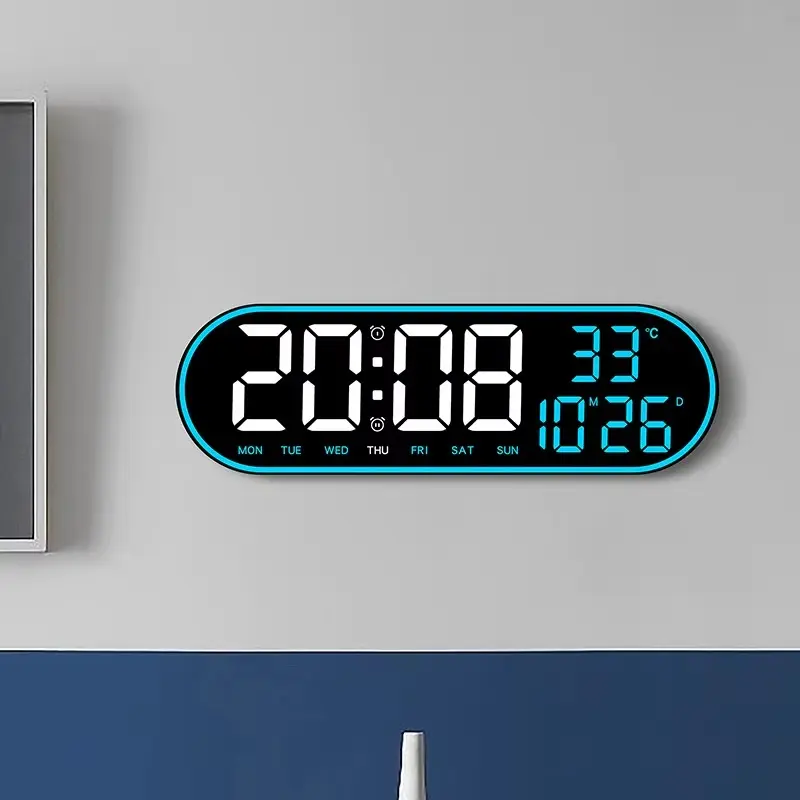 15″ Remote Control Digital LED Wall Clock Blue