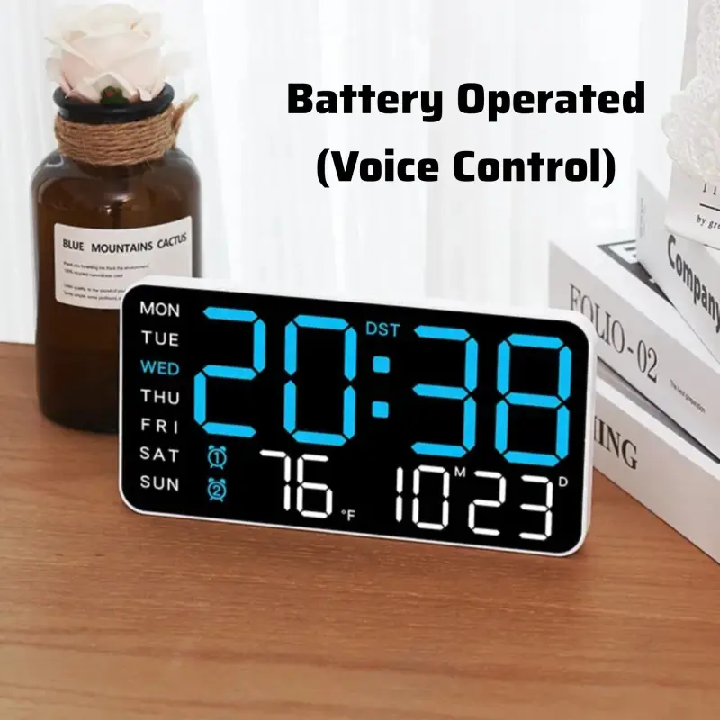 9" Voice Control Digital Led Clock Blue