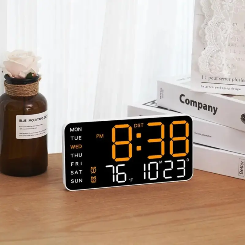 9" Voice Control Digital Led Clock Orange