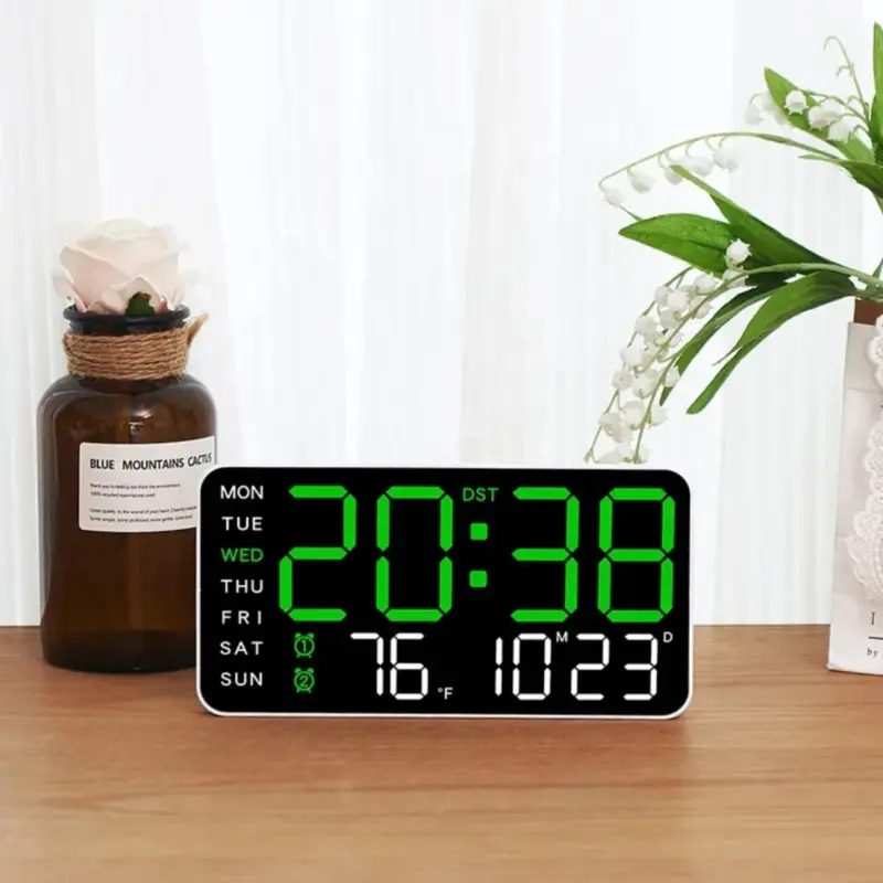 9" Voice Control Digital Led Clock Green