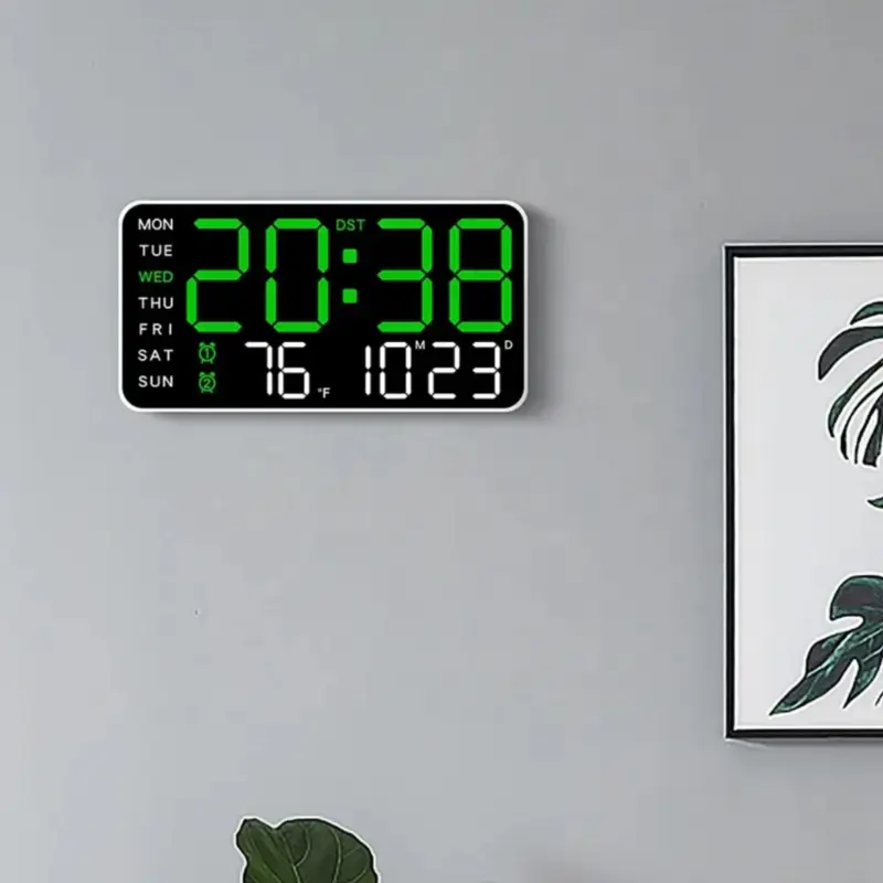 9" Voice Control Digital Led Clock Green