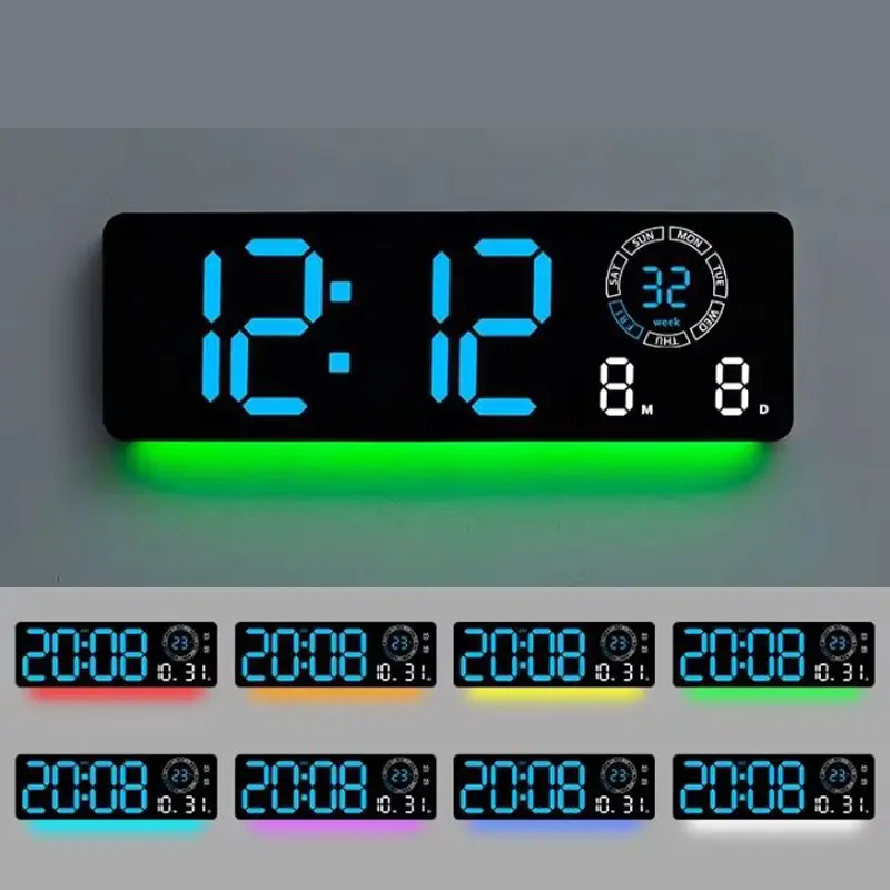 16″ Digital LED Clock Blue With Night Light