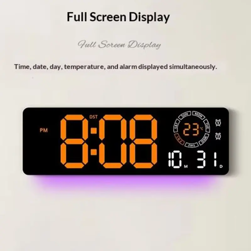 16″ Digital LED Clock Orange With Night Light