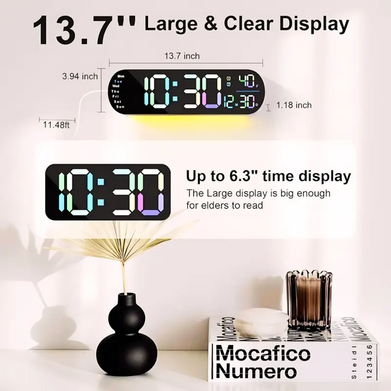 Remote Control 14″ Digital LED Wall Clock Mixed Color