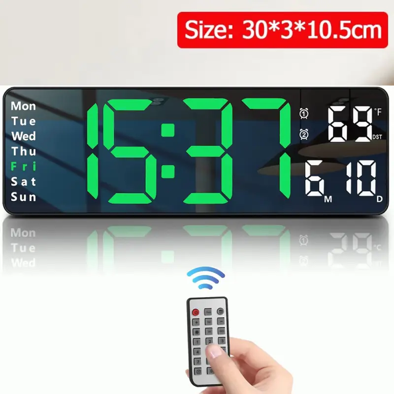13 Inch Digital Remote Control LED Wall Clock Green (Copy)