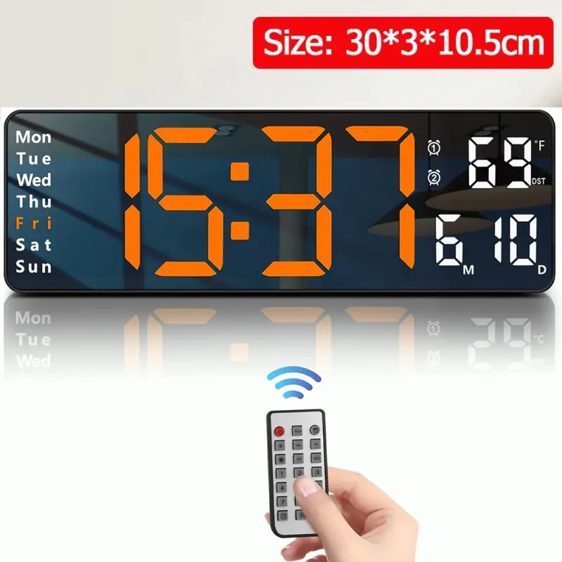 13 Inch Digital Remote Control LED Wall Clock Orange (Copy)