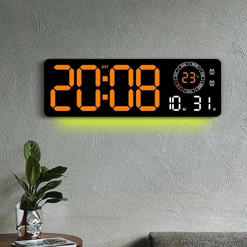 16 in Digital LED Wall Clock With Night Light